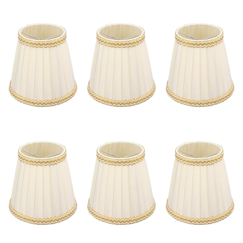 

6PCS Simple Fabric Lampshade Clip On Design 5.1 inch Height Chandelier Lamp Shades Wall Lamp Shade Floor Lamp