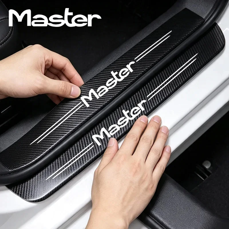 Car Door Sill Stickers Tail Trunk Threshold Protector Strips for Renault Master Logo Carbon Fiber Rear Trunk Bumper Guard