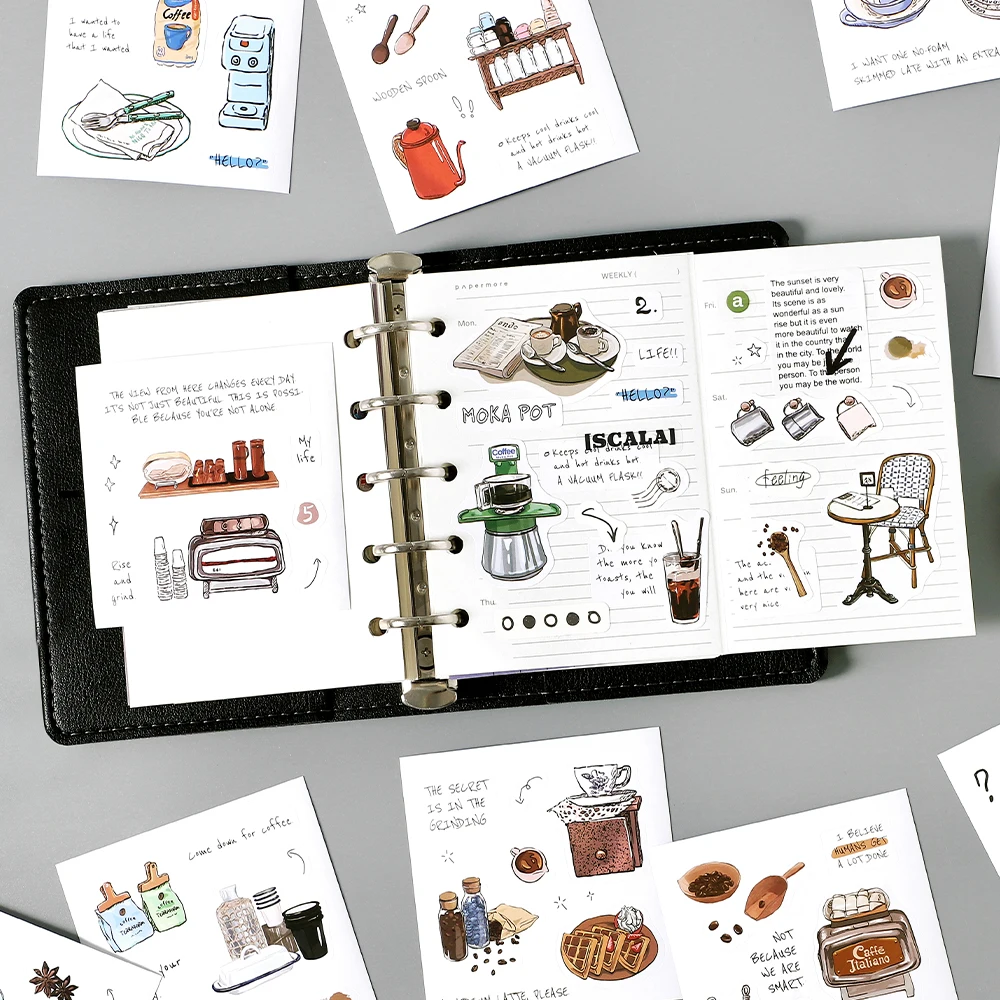 50sheets/book Retro Ins Soft Time Die Cutting Mini Sticker Notebook Journal Photocard Sticker DIY Material Aesthetic Stationery