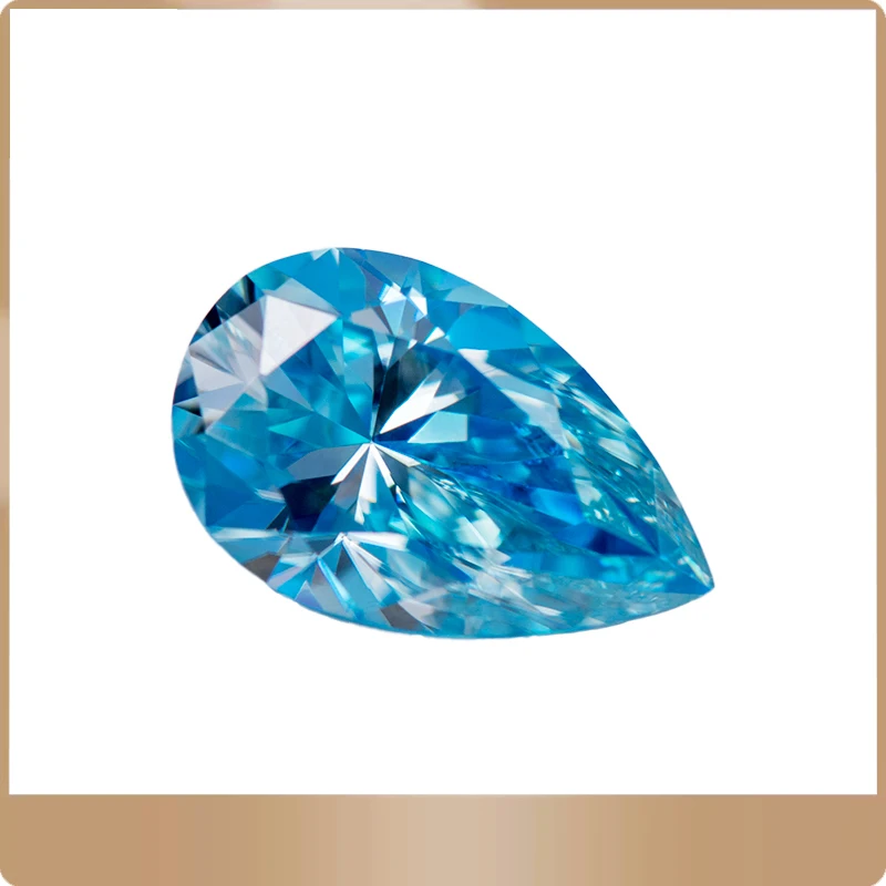 

Moissanite Diamond Pear Cut Aquamarine Colour Lab Created Gemstone Advanced Jewelry Making Materials with GRA Certificate