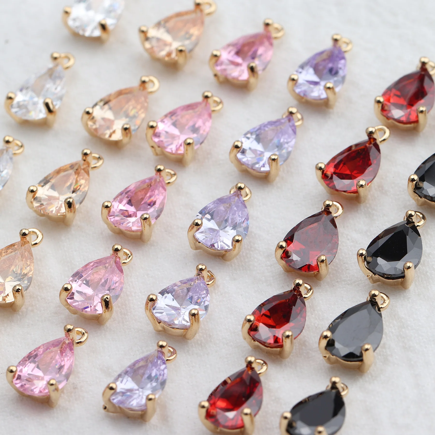 GUFEATHER 10pcs/lot,M610,jewelry accessories,18k gold plated,copper,zircon pendant,pass REACH,nickel free,water drop,diy earring