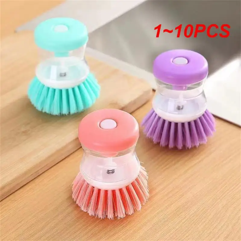 1~10PCS IN 1 Kitchen Dishwashing Brush With Liquid Soap Dispenser Wash Pot Brush Dishwasher Brush Scrubber Kitchen Cleaning