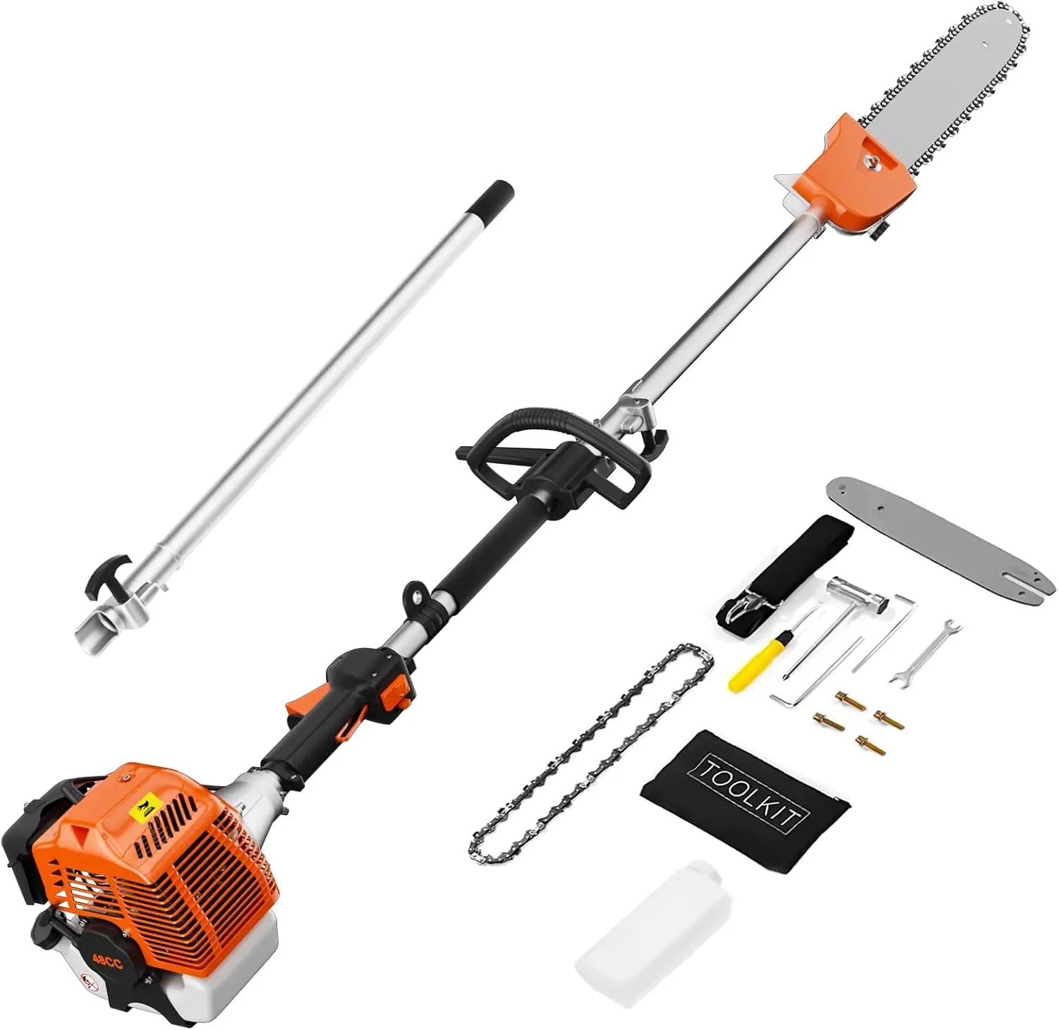 48Cc Gas Powered Pole Saws 2 Stroke 115In Cutting Bar 16Ft Height Cordless Extendable Long Tree Trimmer Tree Trimming Branches P