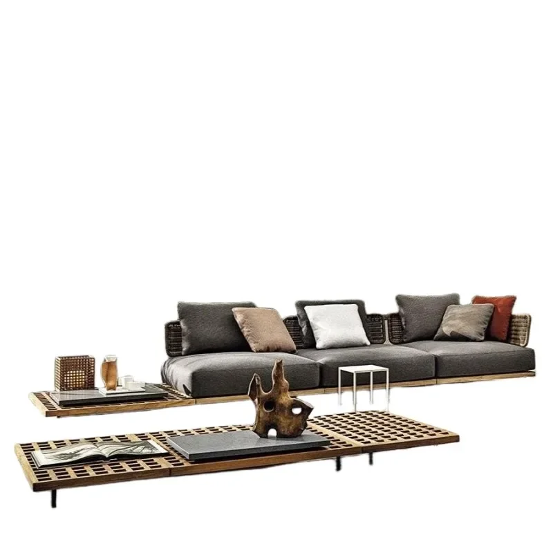 

Nordic outdoor sofa combination rattan courtyard B & B hotel villa outdoor leisure teak furniture