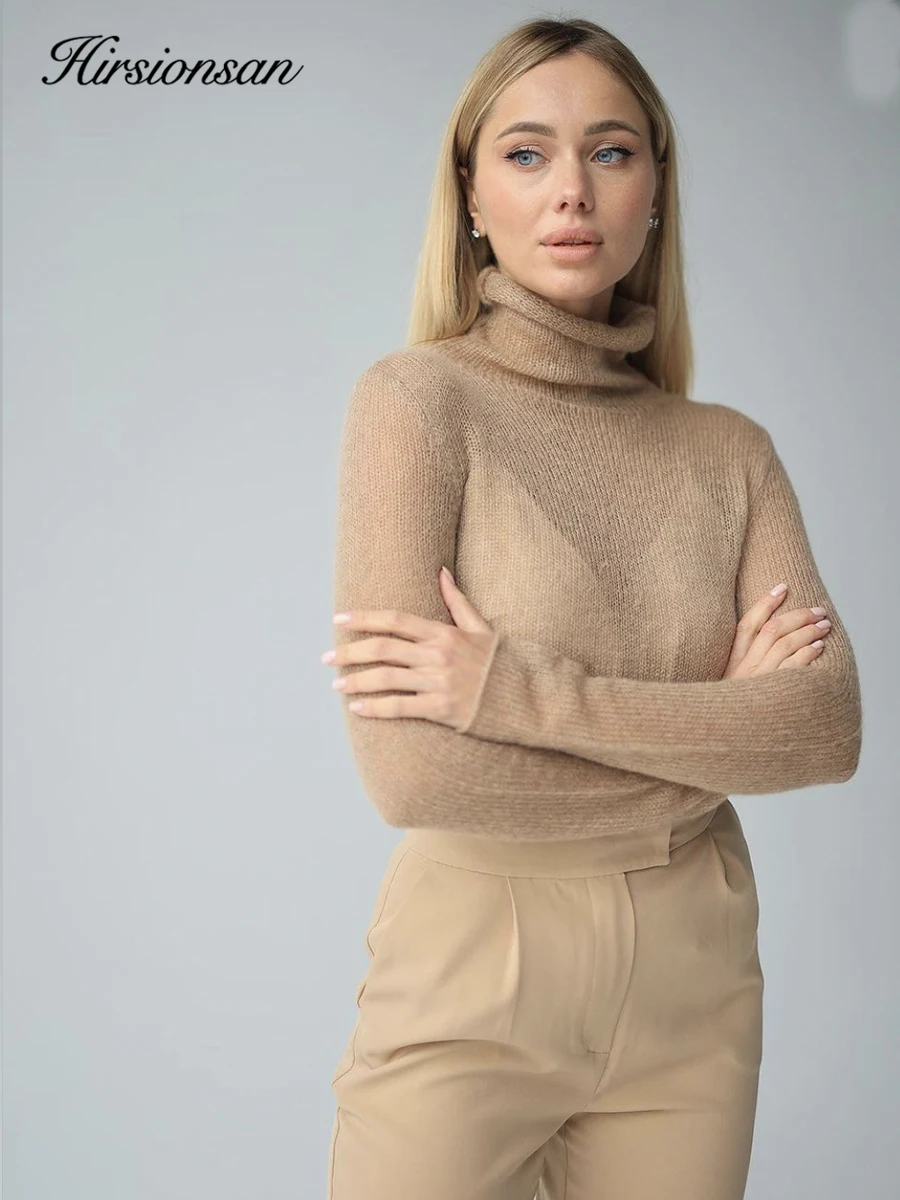 Hirsionsan Elegant Sweater Women 2026 Summer Autumn Casual Fashion Loose Women Pullovers Chic Brown White Jumper Sueter Mujer