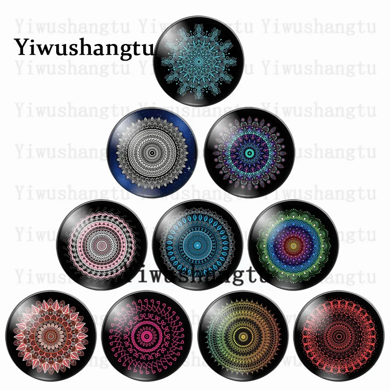 

Color retro circle symmetrical graphics painting 12mm/18mm/20mm/25mm Round photo glass cabochon demo flat back Making findings