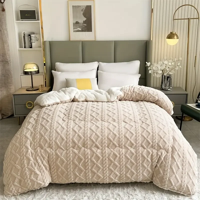 

Thicken Geometric Design Ultra-Soft Jacquard Checkered Quilted Blanket -Plush Texture,Durable Fabric,Perfect for Bedroom/Hotel
