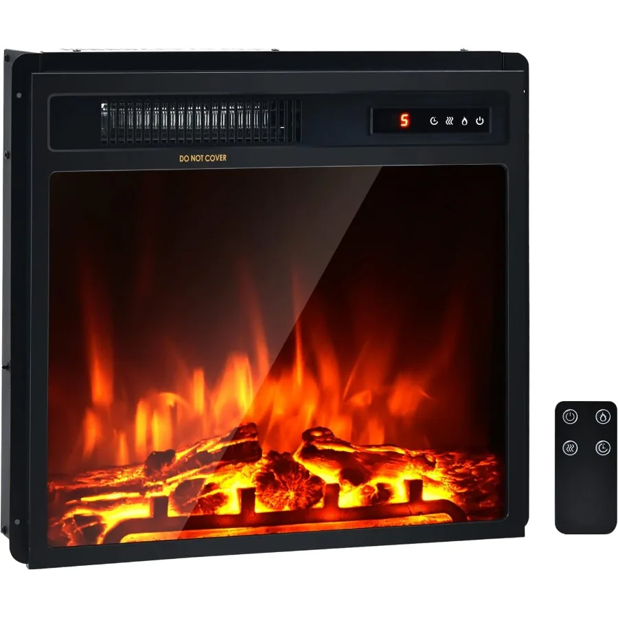 

18-дюймовая встраиваемая электрическая каминная вставка с нагревом мощностью 1500 Вт для гостиной или спальни, отдельно стоящая конструкция