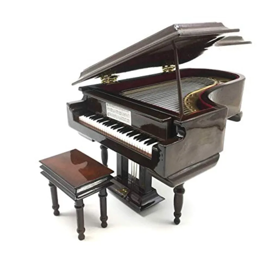 Caja de Música de Piano con Banco y Estuche Negro, Cajas Musicales, Regalo para Navidad/Cumpleaños/Día de San Valentín, Melodía Castle in The Sky