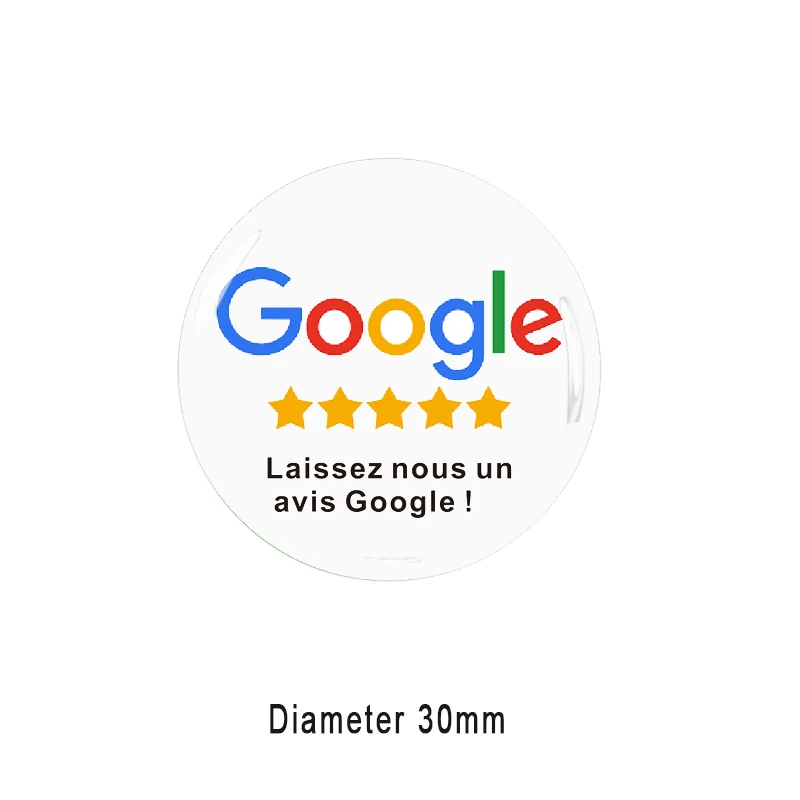 French Germany English Portuguese Spanish Writing NFC Epoxy Stickers for Google Review Social Media Links Digital Business