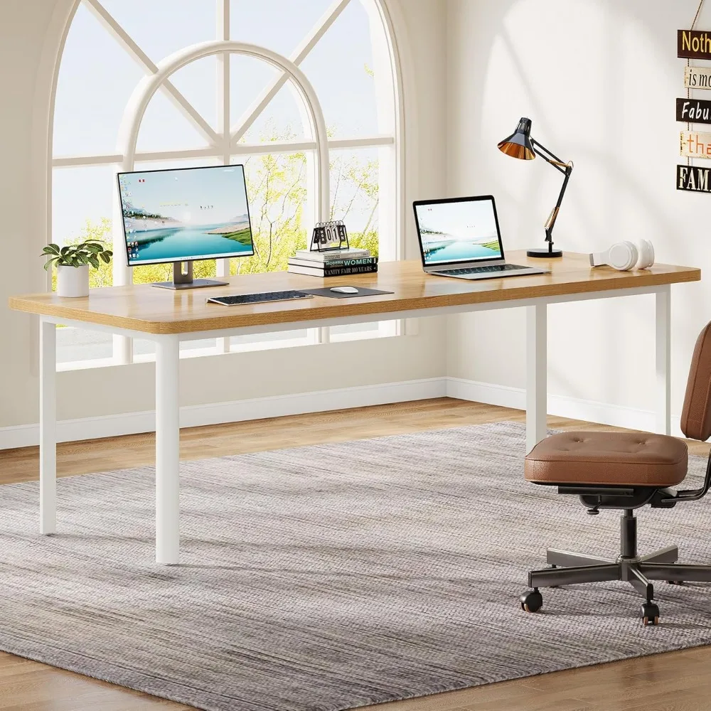 79-Inch Long Computer Desk for 2 People, Modern Wood Executive Office Desk, Long Work Desk for Home Office