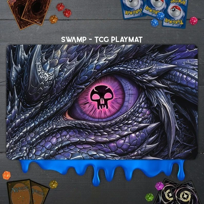 Six Elements Flying Longyan Design MTG TCG 60x35cm Trading Battle Card Pad Rutschfeste und waschbare Verschlusskanten