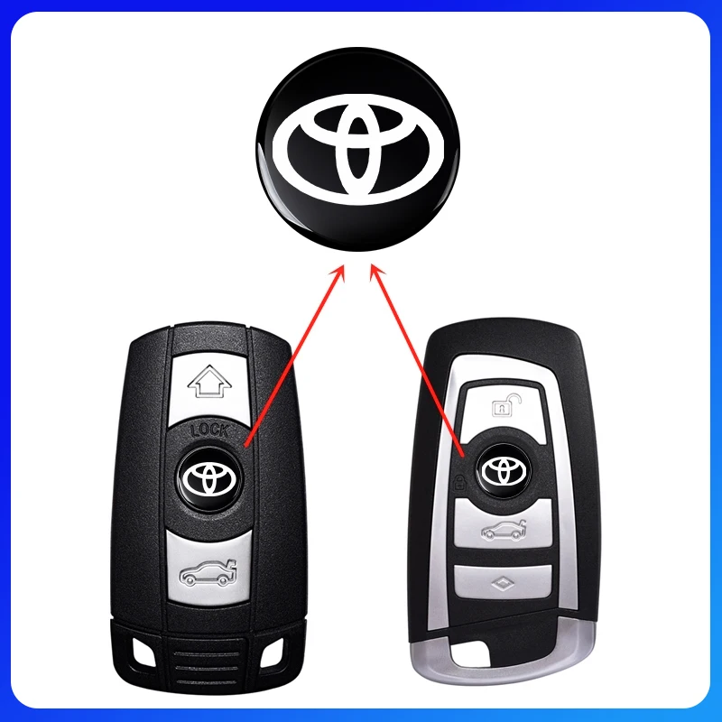 

14mm Car Remote Key Emblem Badge Radio button Sticker For Toyota chr Corolla Camry rav4 Yaris hilux prius Prado verso