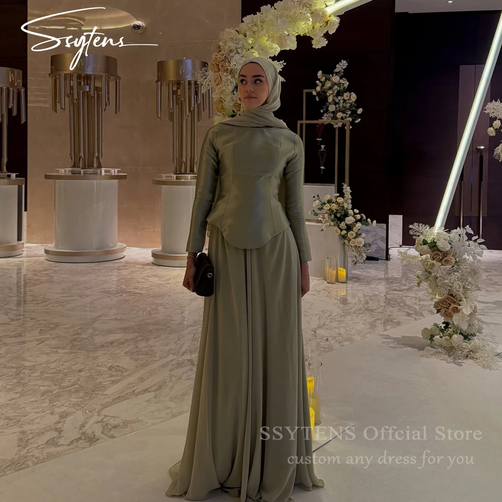 SSYTENS Modest Green Beach Party Dresses Long Sleeves Muslim Prom Gowns Sadui Arabia Luxury Party Evening Dress Customized 2025