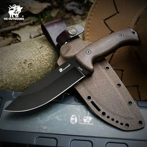 HX Outdoors 14C28N Camping Knife Jungle Survival Tool with Flax Handle Kydex Sheath For Hunting Rescue Edc Tools Dropshipping