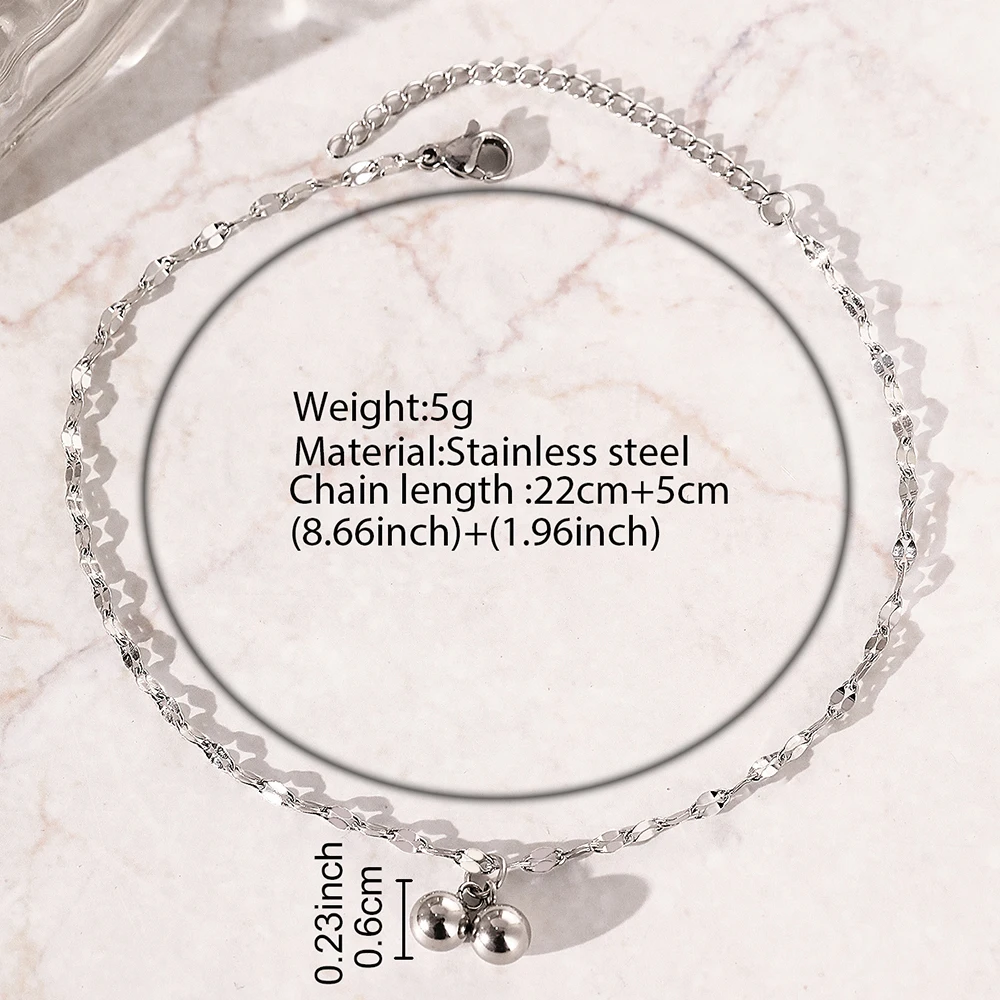 Stainless Steel Anklets Minimalist Fashion Beads Lip Chain Non-fading High-quality Design Sense Anklet For Women Jewelry Gifts