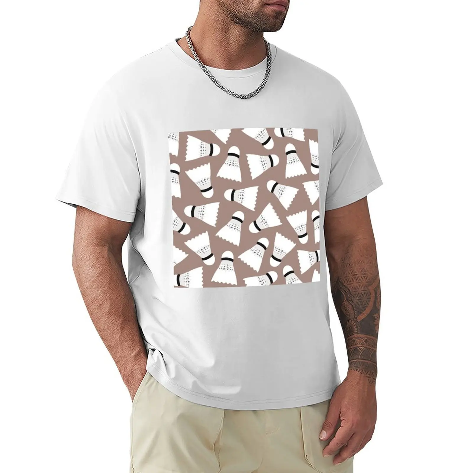 Medium shuttlecock pattern 7 T-shirt customizeds oversized t shirts for men cotton