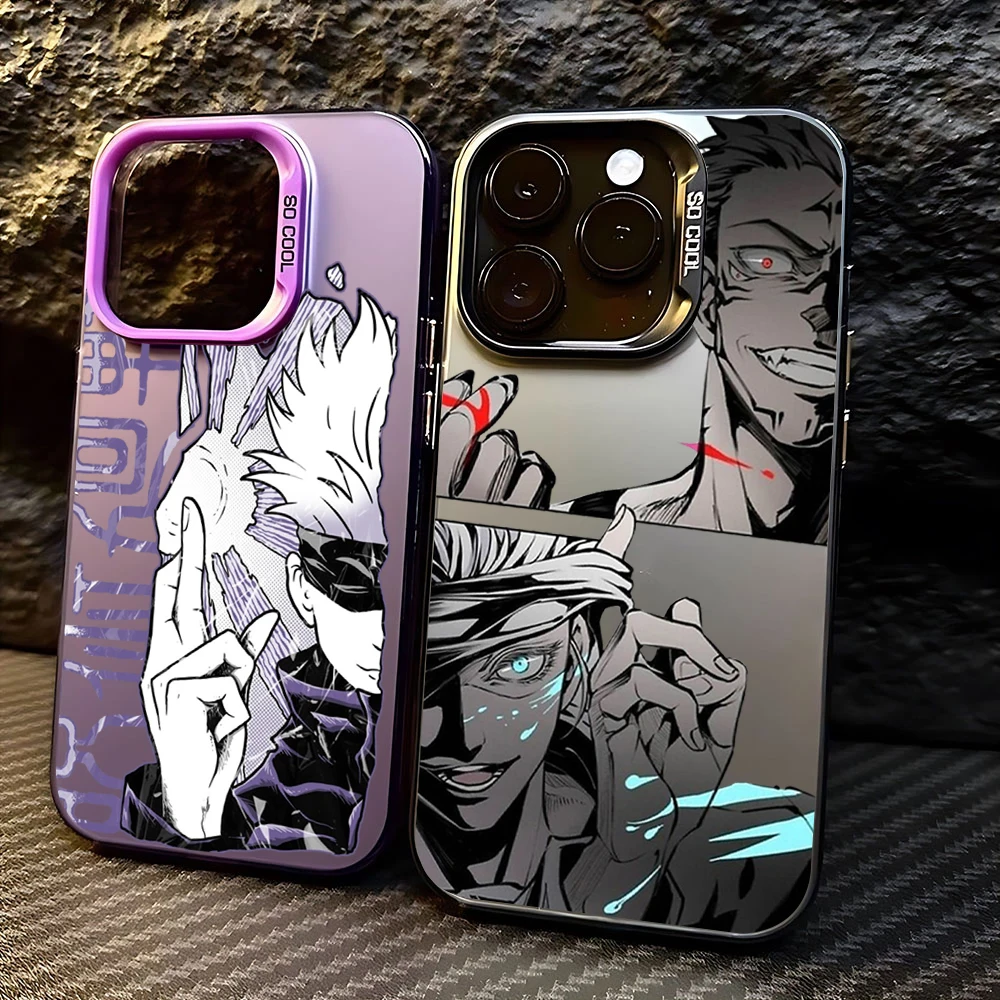 Hot Anime Jujutsu Kaisen Gojo Phone Case For iPhone 15 14 13 12 11 Pro Max X XR XSMAX 8 7 Plus Candy Matte Shockproof Back Cover