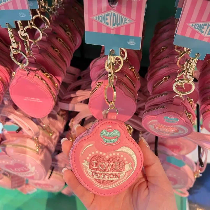 Kawai Universal Studios Harry Potter amor poción espejo llavero rosa niñas auriculares bolsa niñas regalo de cumpleaños