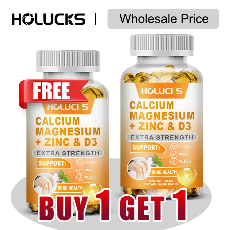 

Buy 1 Get 1 Free! Calcium Magnesium Zinc + D3 Supplement, for Complete Bone, Immune Defense & Sleep Aid, Restful Sleep, Vegan