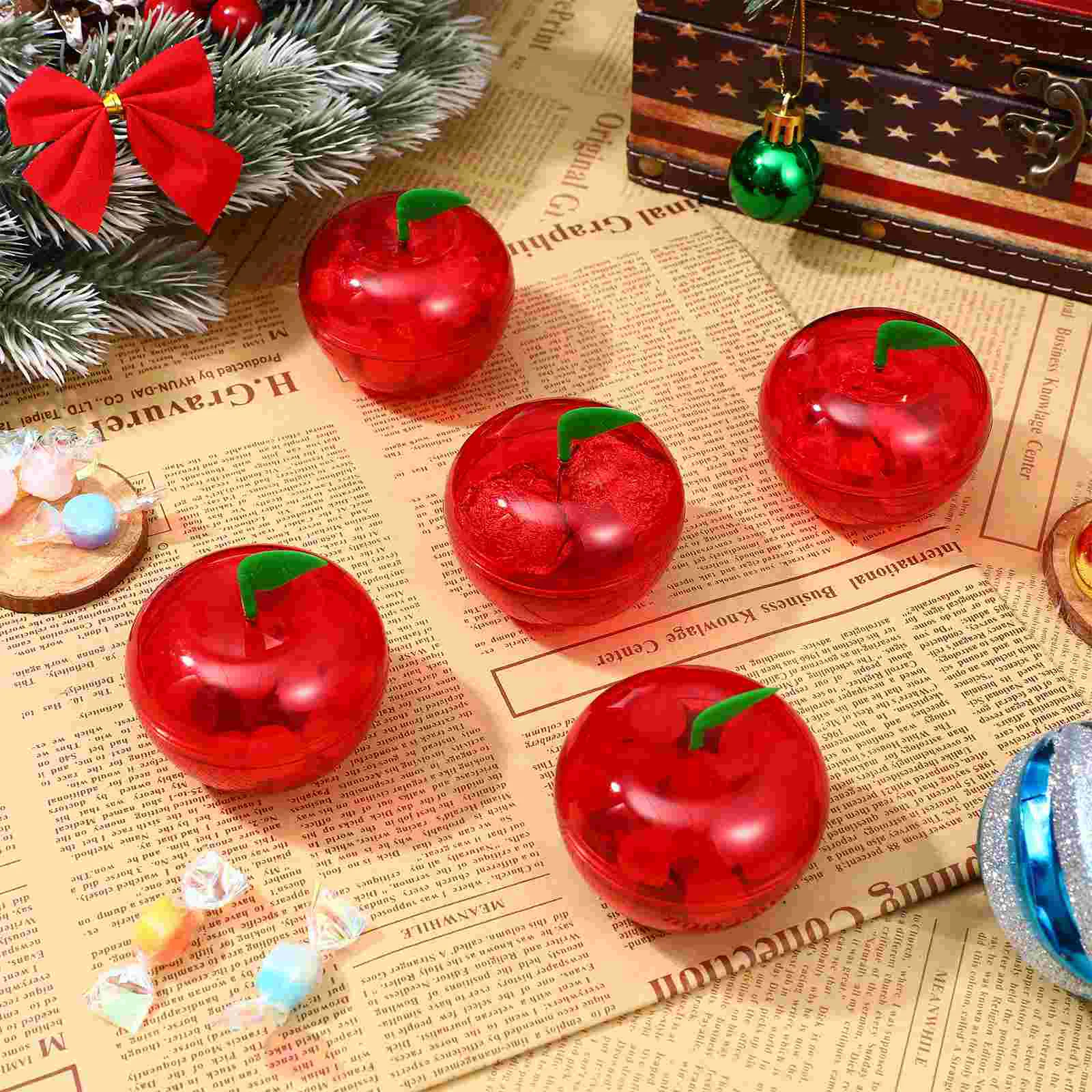 Containers Christmas Plastic Candy Decorations Apples Boxes Lids Favors Jars Box Party Decor Ornaments Shaped Kids Tree