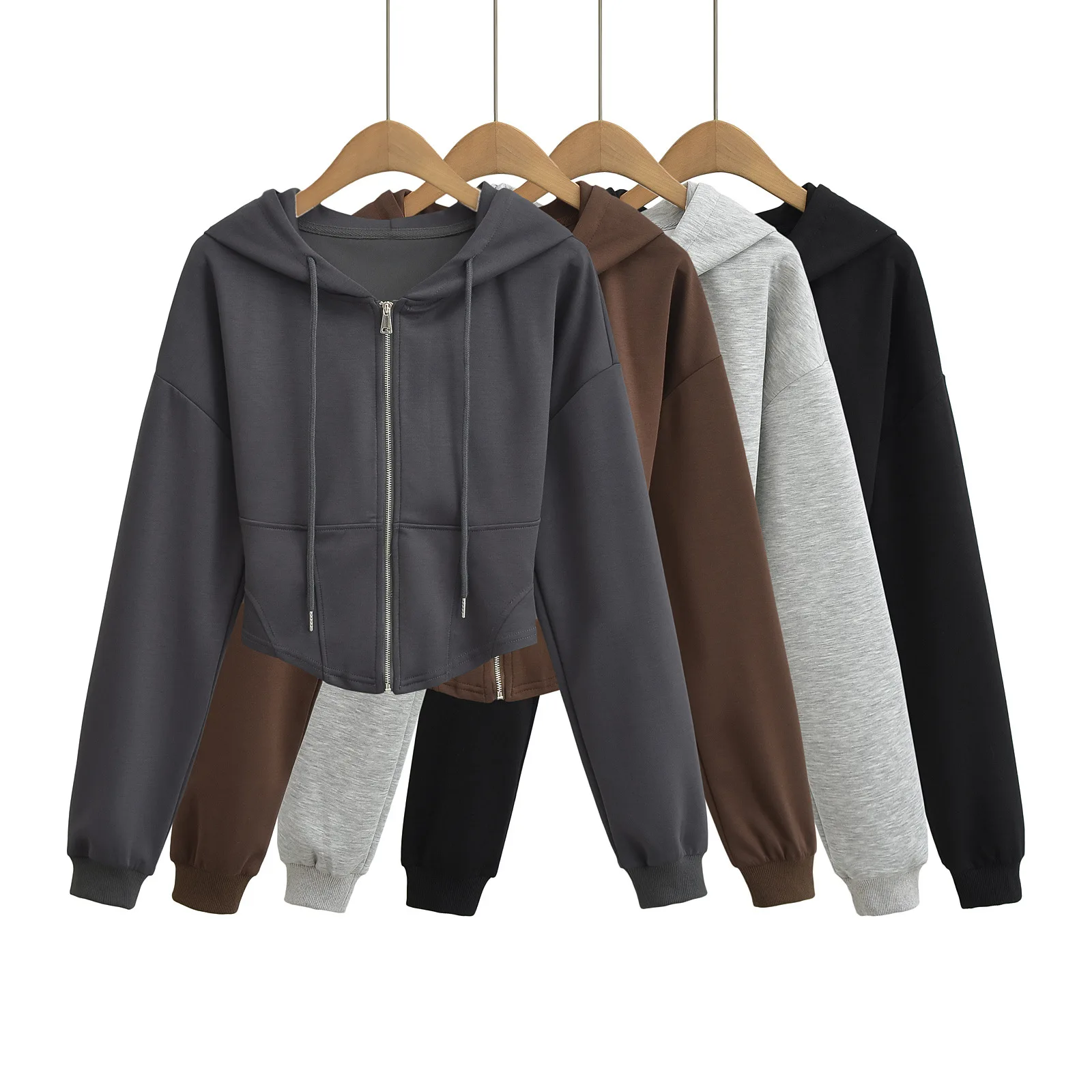 Sudadera con capucha de estilo americano para mujer, chaqueta ajustada con cremallera, estilo Pure Spice Girl, otoño 2024