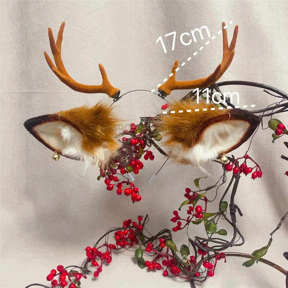 اليدوية عيد الميلاد هالوين آذان الغزلان القرن Hairhoop أغطية الرأس الذيل لوليتا لعبة حفلة تأثيري حلي الملحقات #2