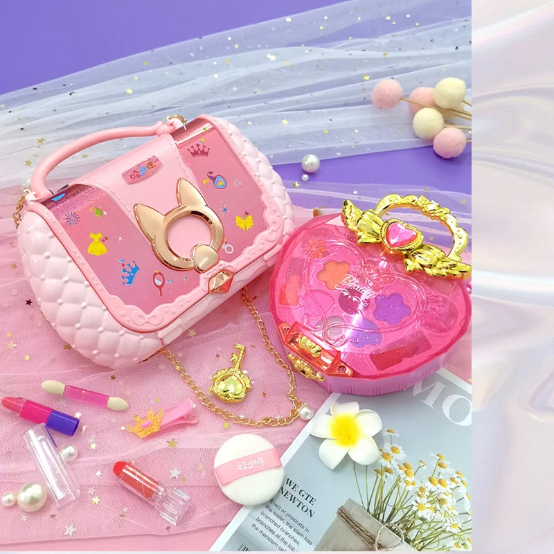 Kits de brinquedos de maquiagem com estojo cosmético portátil playset crianças lavável maquiagem meninas brinquedos para crianças meninas presente presente