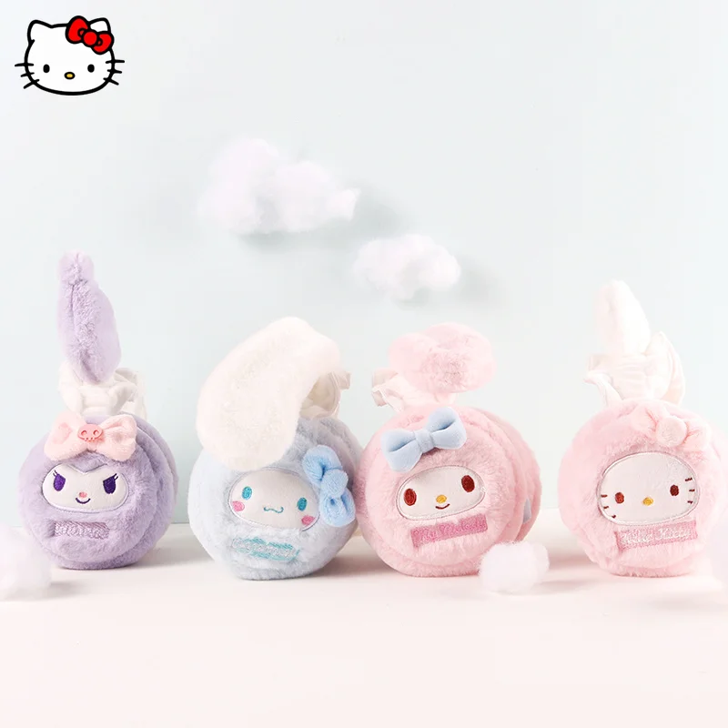 Sanrio Kawaii Anime Hellokitty Earmuffs Kuromi Cinnamorol Warm Ear Warm Fungus Winter Plush Outdoor Riding Cold Ear Protection