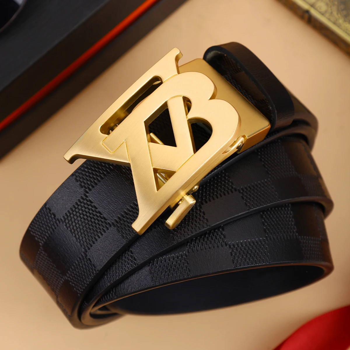 حزام رجالي من الجلد الطبيعي بتصميم بإبزيم تلقائي، إكسسوارات كاجوال للأعمال على الطراز العتيق، اختيار مثالي للهدايا للرجال #1