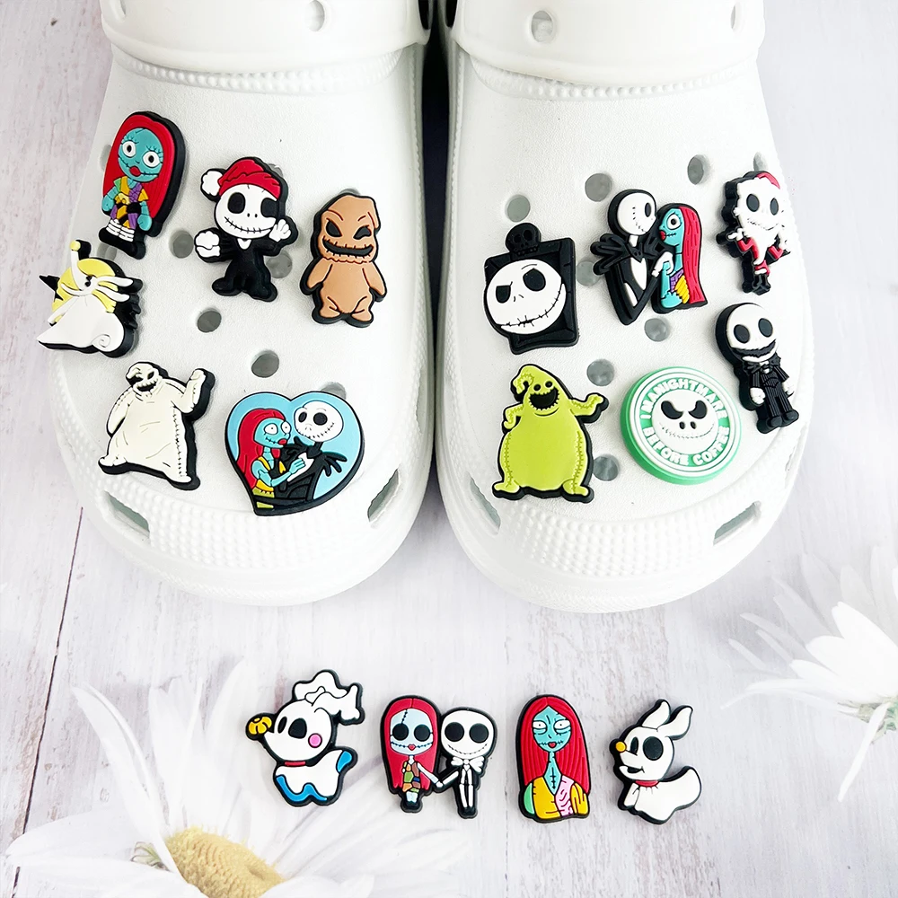 12-25 قطعة الكرتون الأحذية السحر الفيلم كابوس قبل عيد الميلاد إكسسوارات أحذية الديكور الجمجمة جاك على شكل تسد صندل مشبك #3