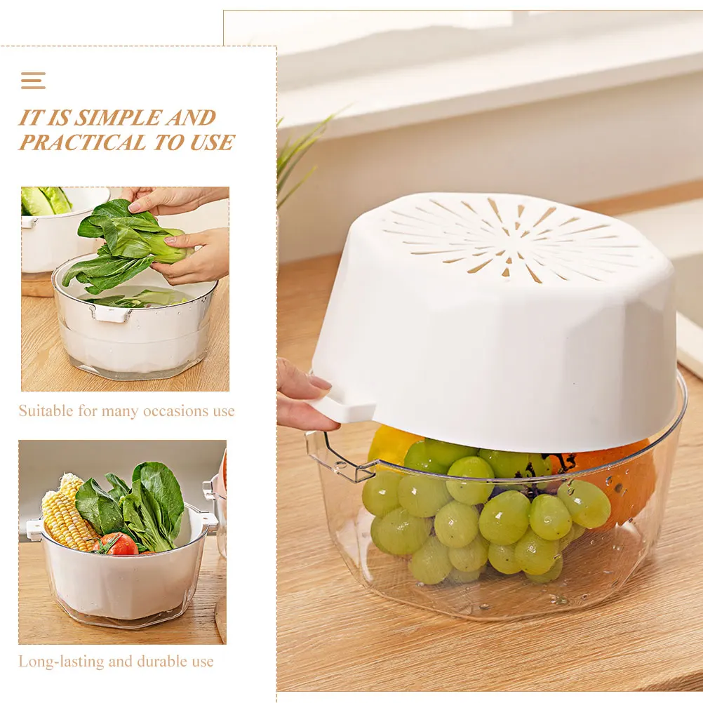 1 Set Detachable Draining Basket Fruit Washing Basket Kitchen Supply Safe Material Fine Workmanship Indoor Outdoor Use