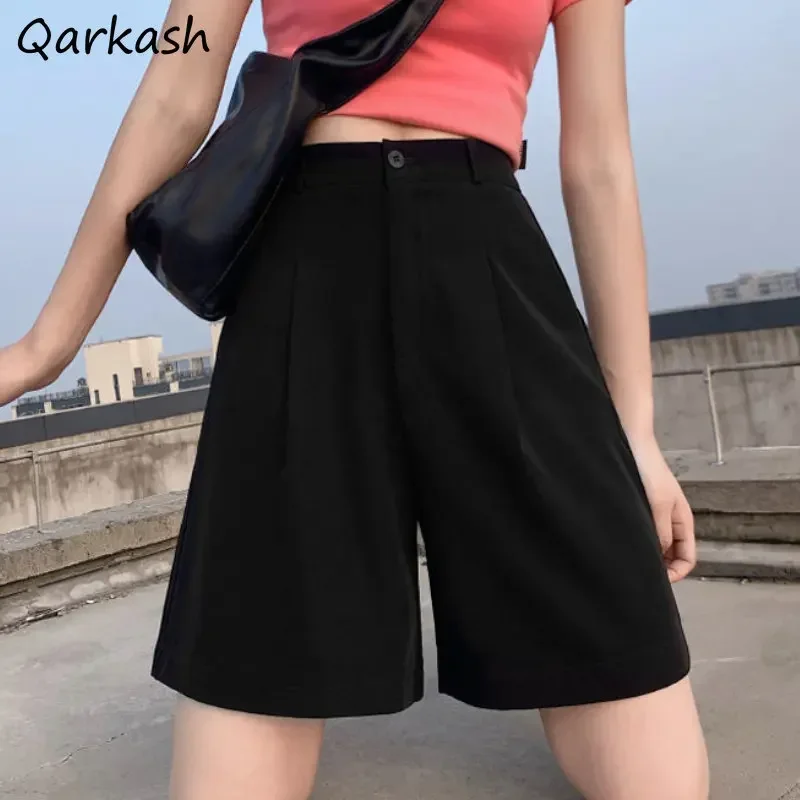 S-3XL Shorts Women Solid Summer Wide Leg Baggy All-match Casual Korean Style Fashion Simple Teenager Classic Unisex Streetwear