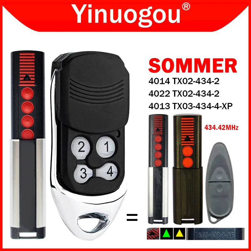SOMMER TX03-434-4-XP Gate Remote Control 434.42MHz For SOMMER 4014 4022 TX02-434-2 Garage Door Remote Control 434MHz Gate Opener