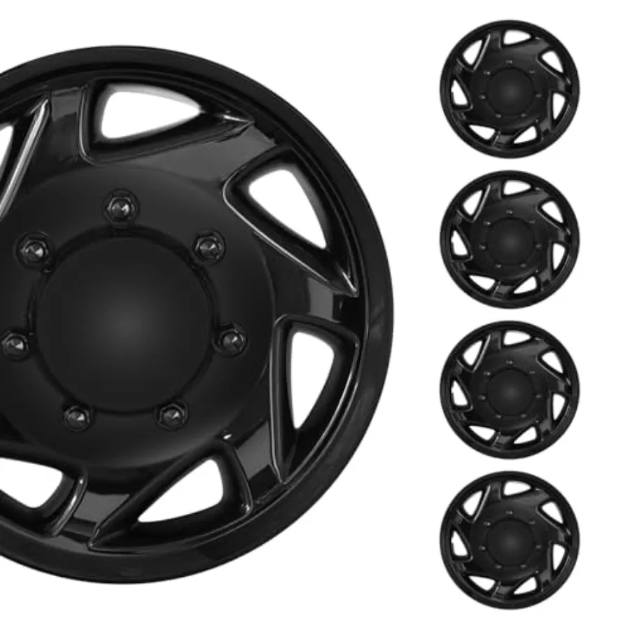 

16" Hubcaps Fits for Ford Econoline Van E-250/E-350/E-450 1998-2023 8 Lug Steel Wheel 16 inch Wheel Cover Black Set of 4