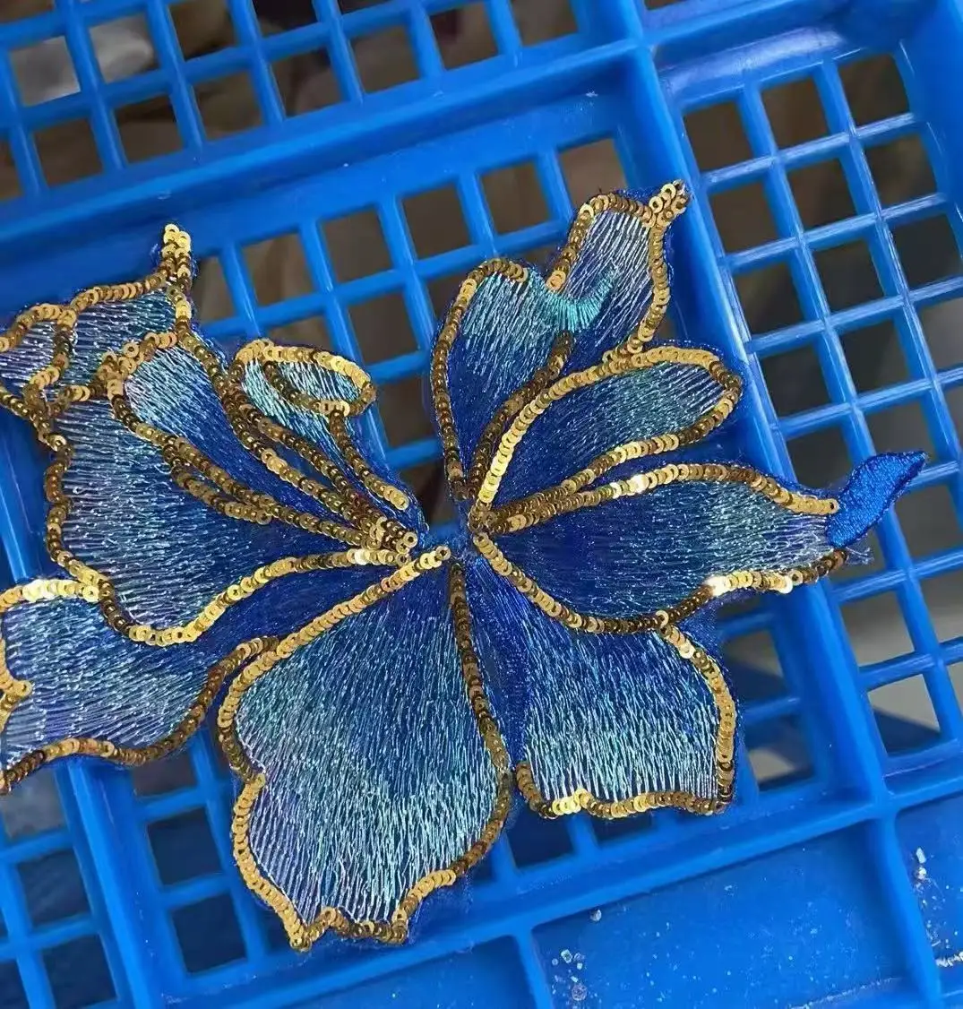 16 Color Sew on Embroidered Decorations for Versatile Craft Trim Organza Embroidery Applique Patch Sequin Embellished Leaf Shape