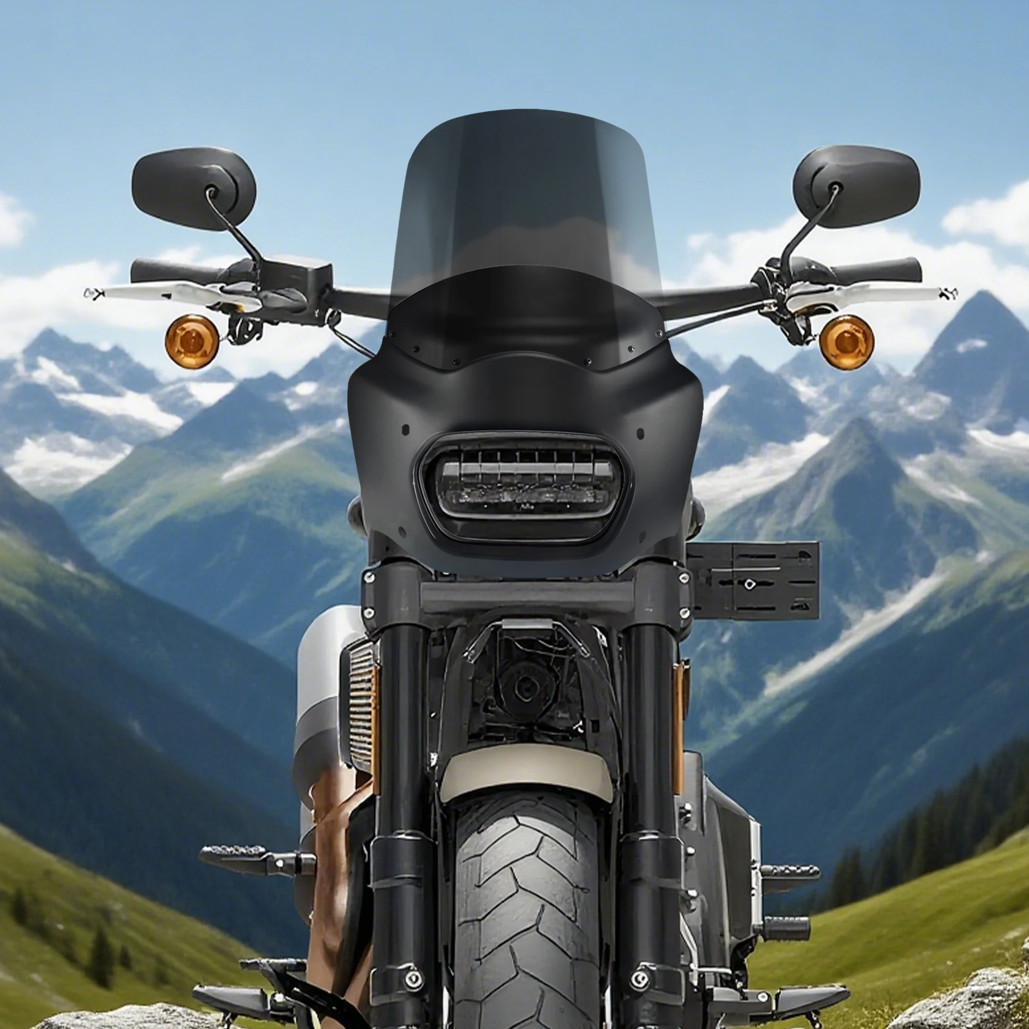 هدية أمامية للدراجة النارية باللون الأسود غير اللامع مقاس 15 بوصة هدية أمامية لدراجة Harley Softail Fat Bob FXFB 2018-19 FXFBS 2018-2024