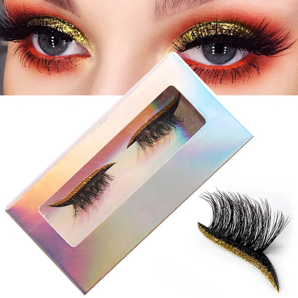 Ombre à paupières cils couleur ombre à paupières faux cils Extension 3D individuel auto-adhésif faux cils maquillage bricolage