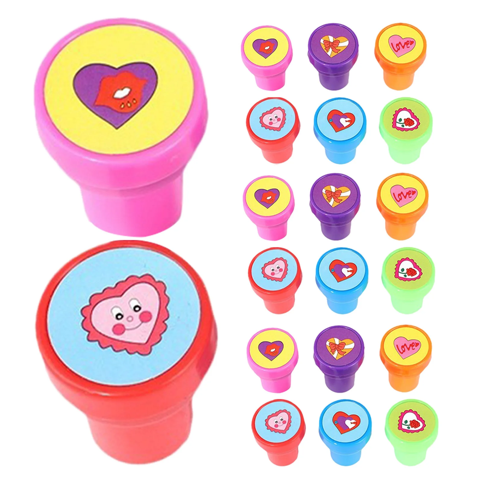 Set di timbri a inchiostro a forma di cuore da 60 pezzi, timbri per insegnanti di cartoni animati vibranti per adesivi ricompensa, attività in classe, scrapbooking