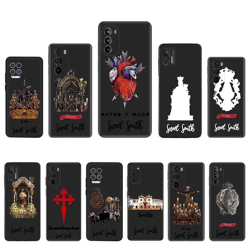 Black Soft Phone Case for Motorola G32 G50 G51 5G G60 G71 G22 G52 G72 G53 G73 G60S Moto G9 Power Virgin Mary Jesus Church Cover