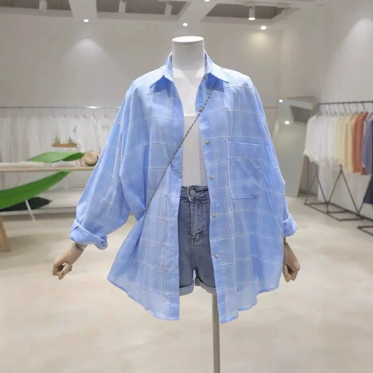Lightweight Breathable Summer Women's Plaid Shirt Loose Fit Sun Protection Versatile Outerwear Comfortable Casual Style