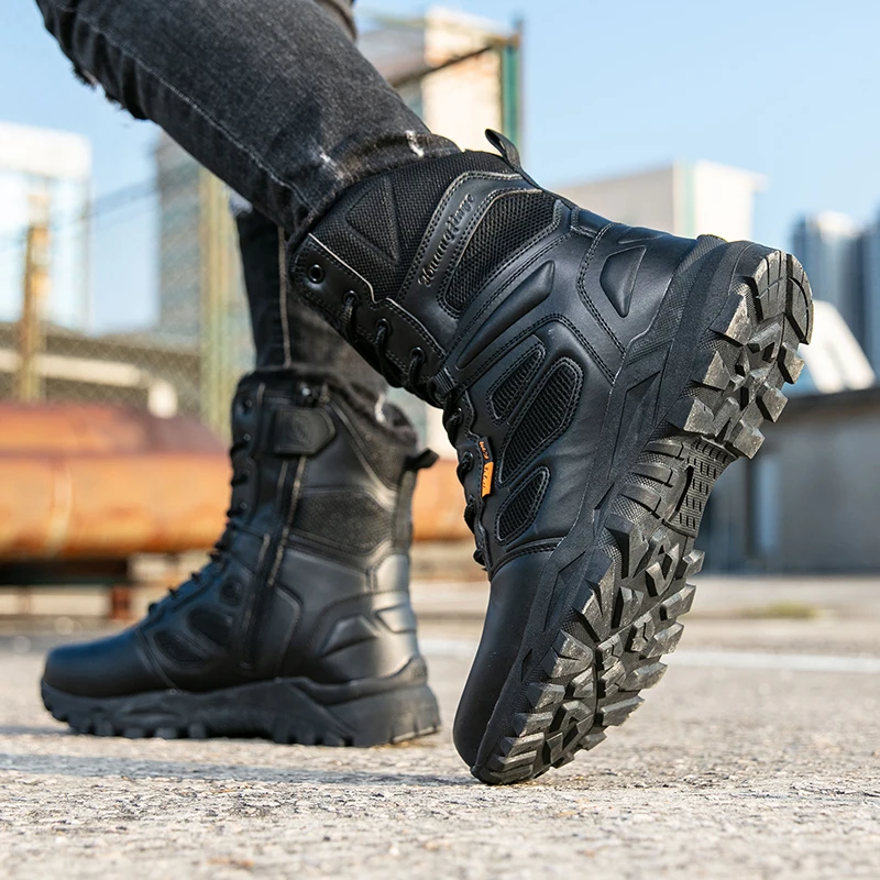 

Large-sized Winter Warm Fleece High-top Hiking Shoes Flat and Anti-slip Professional Brand Original Wild Jungle Combat Boots