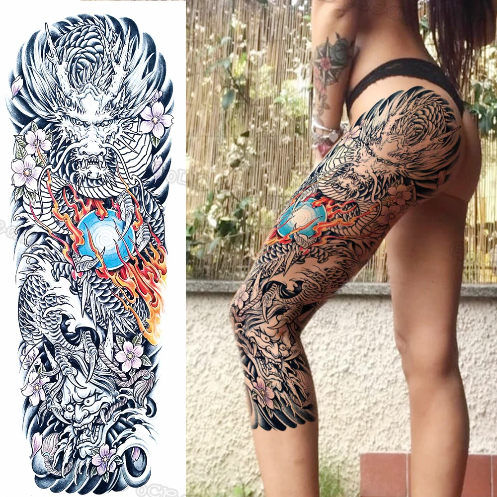 Realistische Halloween Kürbis Kopf Temporäre Tattoos Hülse Für Frauen Männer Erwachsene Drache Und Bat Gefälschte Tattoo Papier Wasserdicht Tatoos