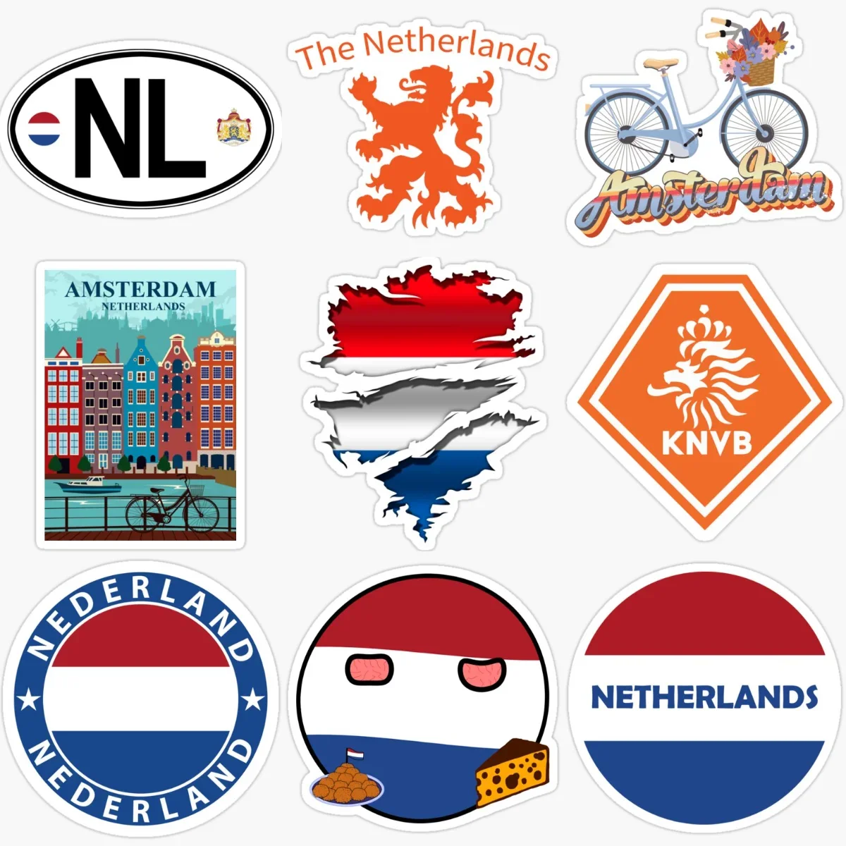Netherlands NL Flag Map Emblem Creative PVC Sticker for Decorate Car Van Motorcycle Bicycle Window Fridge Wall Decal Accessorie