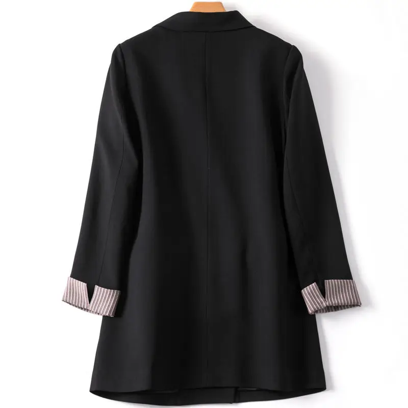 Chaqueta holgada de estilo coreano para mujer, chaquetas informales de primavera, ropa de moda negra para oficina, trajes de doble botonadura, Tops, novedad de 2022