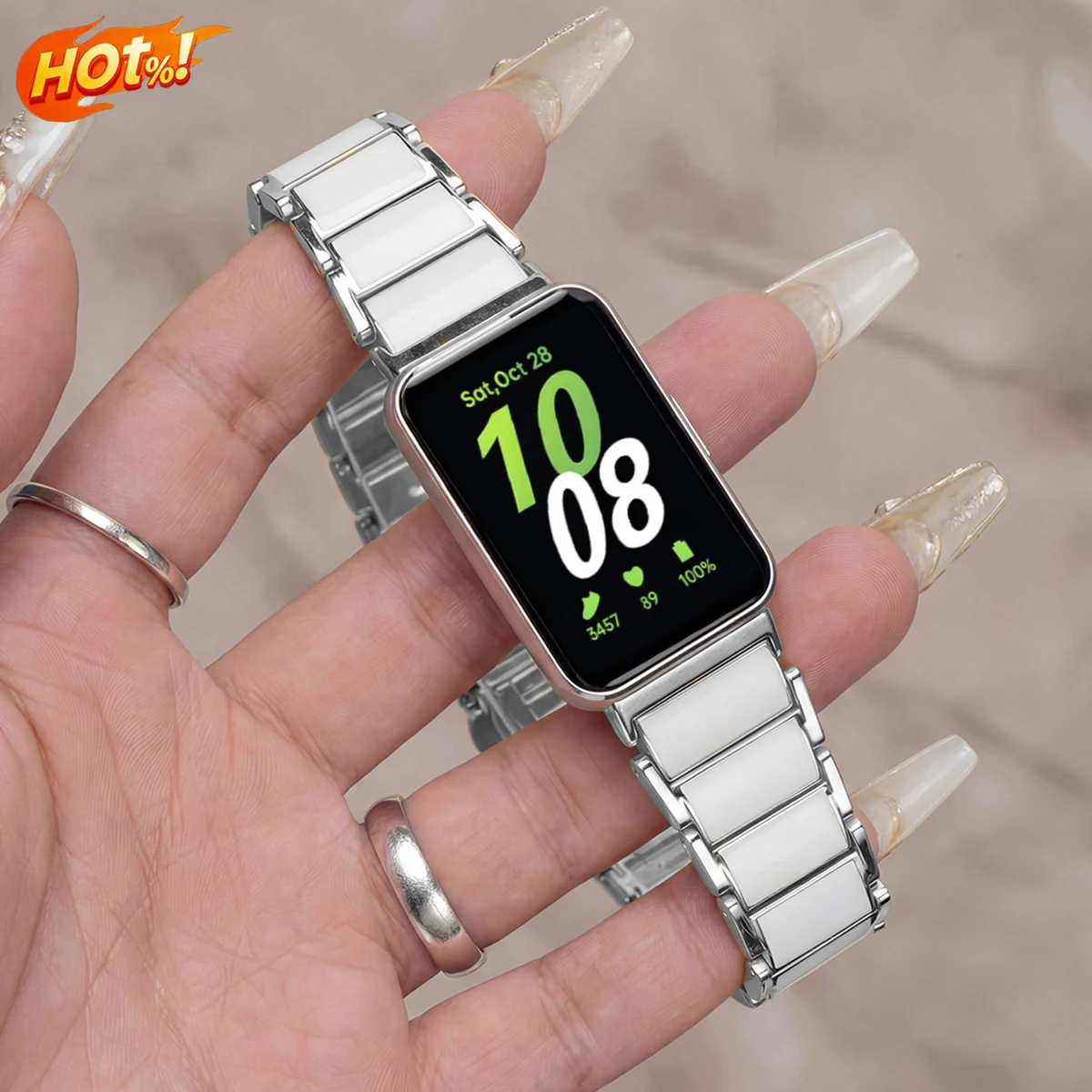 Pulseira de Cerâmica 2026 para Samsung Galaxy Fit 3, Bracelete Ajustável para Samsung Fit 3, Acessório de Pulseira
