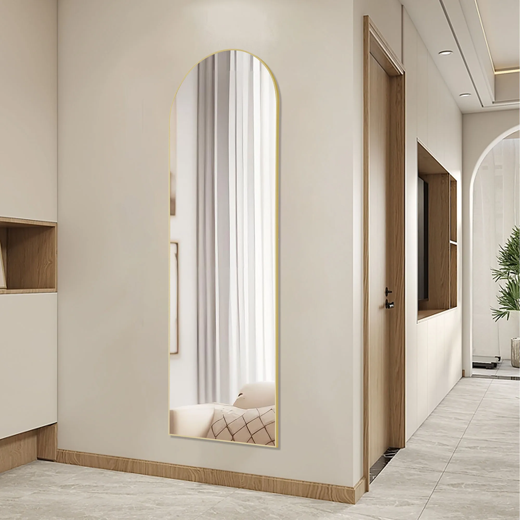 

Floor Standing Mirror, Wall Mirror with Stand Aluminum Alloy Thin Frame