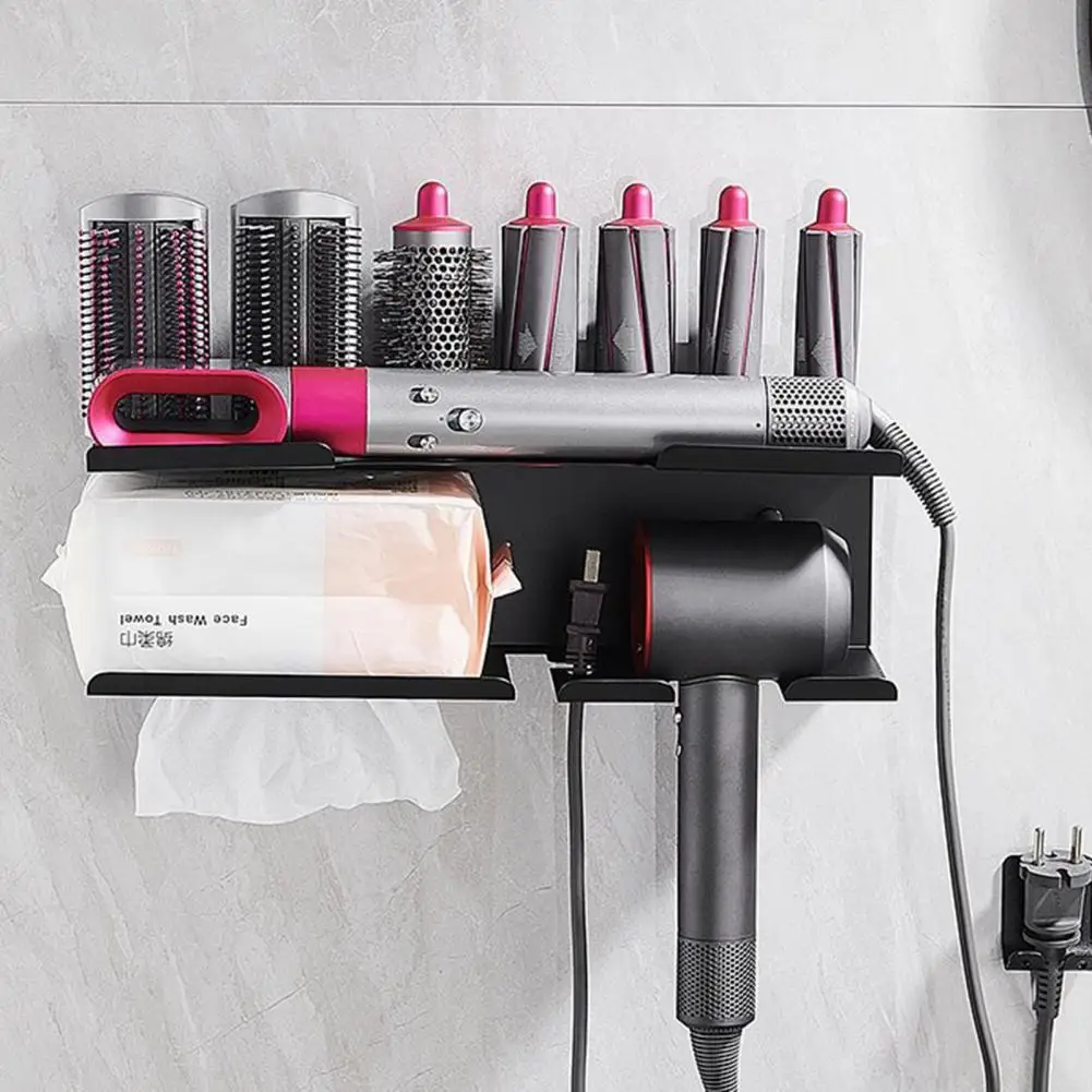 Rust-resistant Hair Tool Rack Wall Mount Hair Dryer Holder Curling Iron Stand Organizer for Bathroom Storage Easy to Install