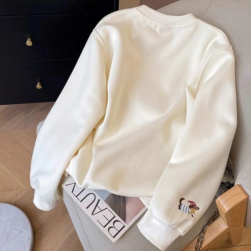 أنيقة فضفاضة الكرتون طباعة البلوز ex ربيع الخريف Faion عارضة تنوعا مريحة طويلة Sve جولة Ne أعلى #4