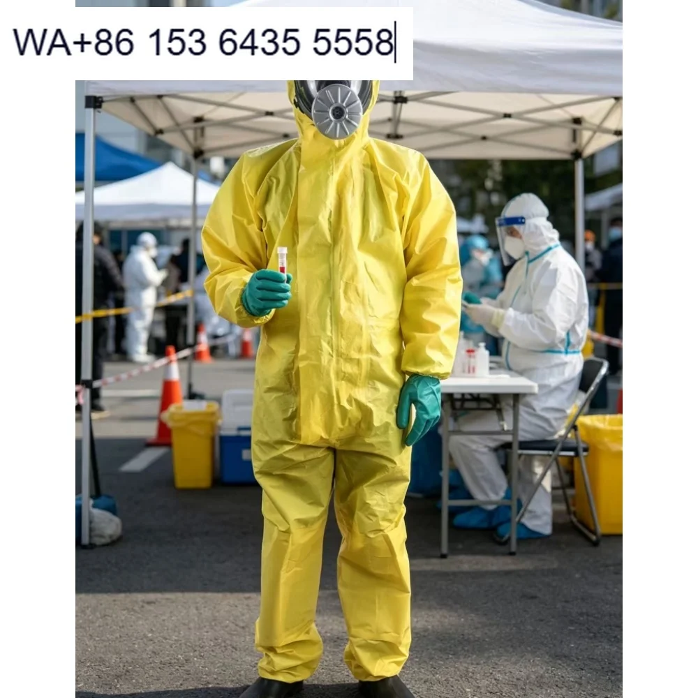 Premium Yellow Hazmat Suit with : Superior Chemical Resistance for Labs, Warehouses & Hospitals
